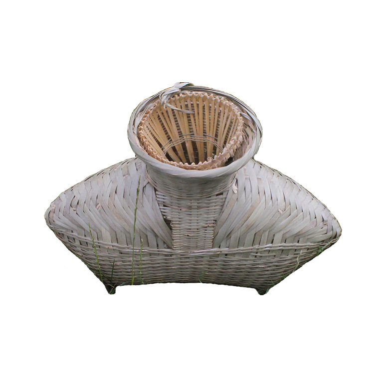 手工编织竹筐装鱼竹篓鱼篓网兜竹编渔包鱼箩竹编