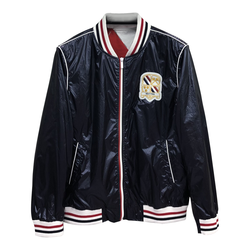 tb棒球服男女同秋冬潮牌宽松红白蓝章仔立领夹克