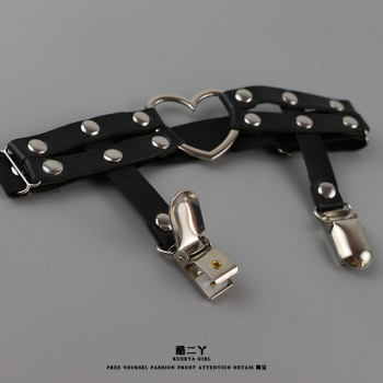 Love sock clip sweet cool hot girl punk rivet leather leg ring leg belt women elastic jk thigh ring garter leg binding accessories