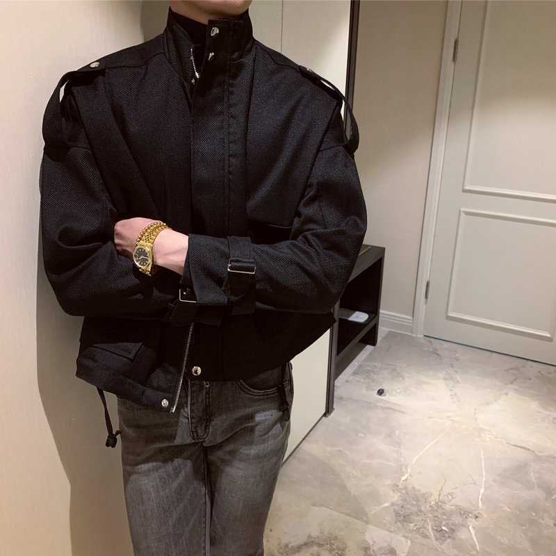 2022冬季新款韩国立领宽松短款夹克外套男士韩版潮流青年加绒外套