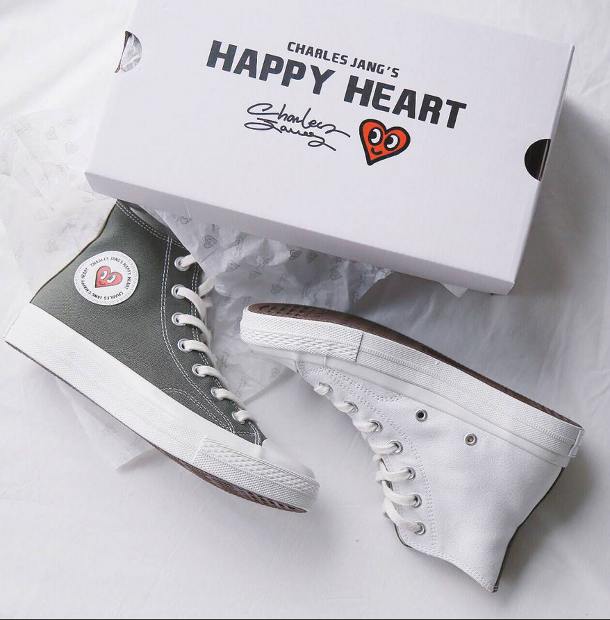 happyheart查尔斯桃心春夏新款休闲高帮拼色帆布鞋帆布鞋