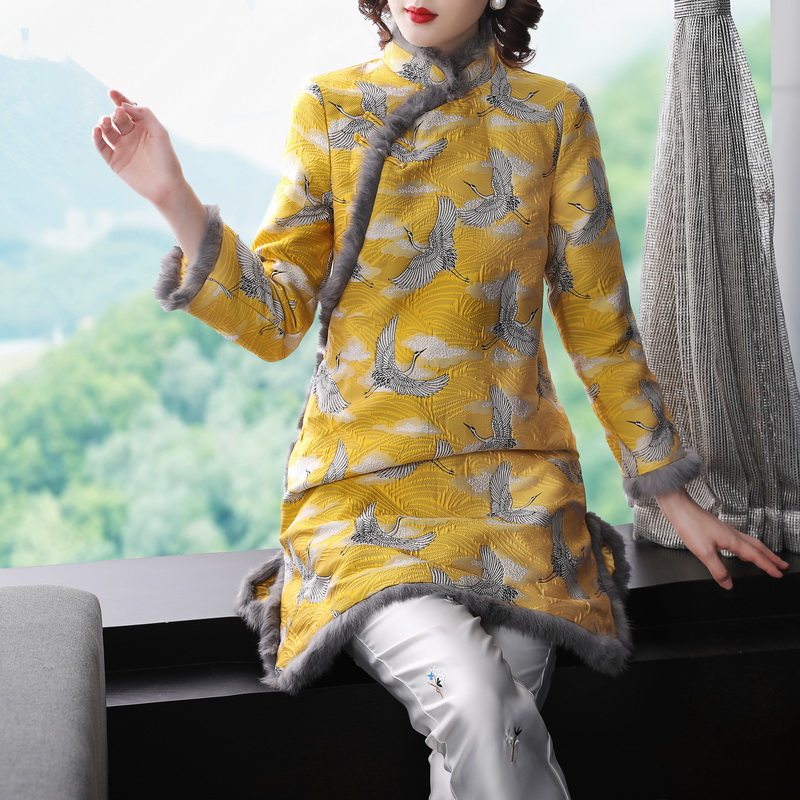 复古民族风刺绣改良旗袍棉袄夹棉唐装棉衣古风冬季新款中国风女装