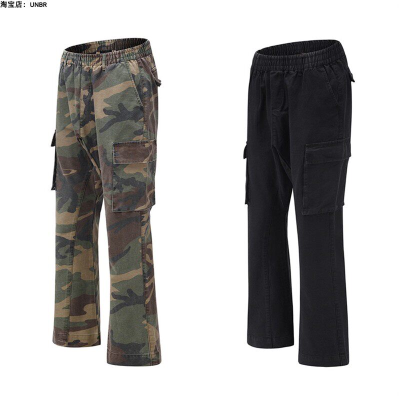 欧美军事风水水洗做旧迷彩拼接解构重组多口休闲裤