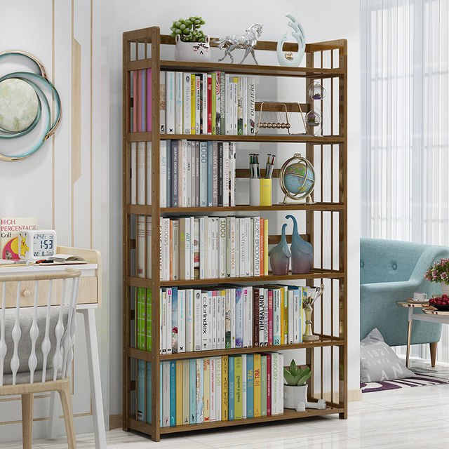 Bookshelf shelf floor children's solid wood living room multi-layer student simple bookcase economical desktop storage rack Bookshelf shelf floor children's solid wood living room multi-layer student simple bookcase economical desktop storage rack