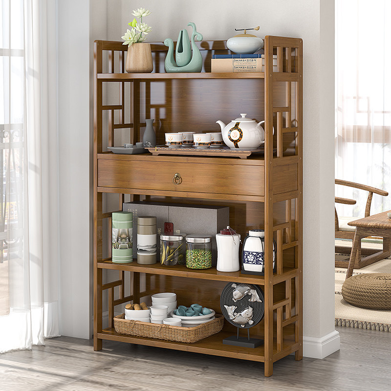 茶水架置物架茶叶柜展示架实木多层落地茶具收纳架茶几小型茶架子