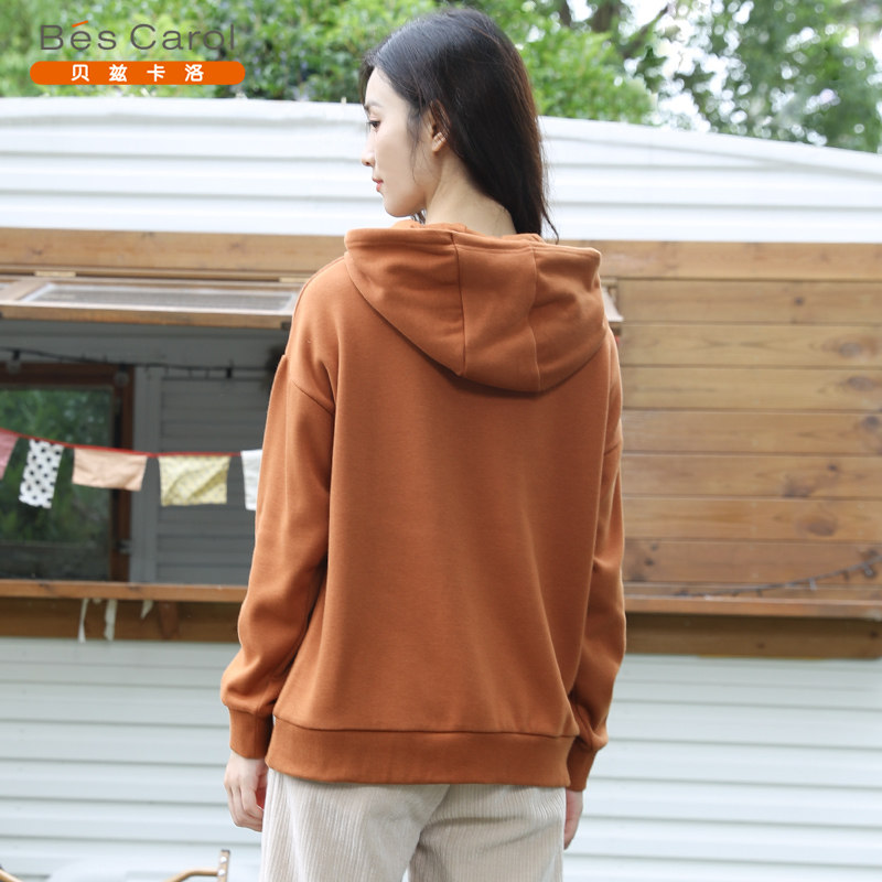 bescarol贝兹卡洛女连小熊印花卫衣2022冬季新款套头卫衣