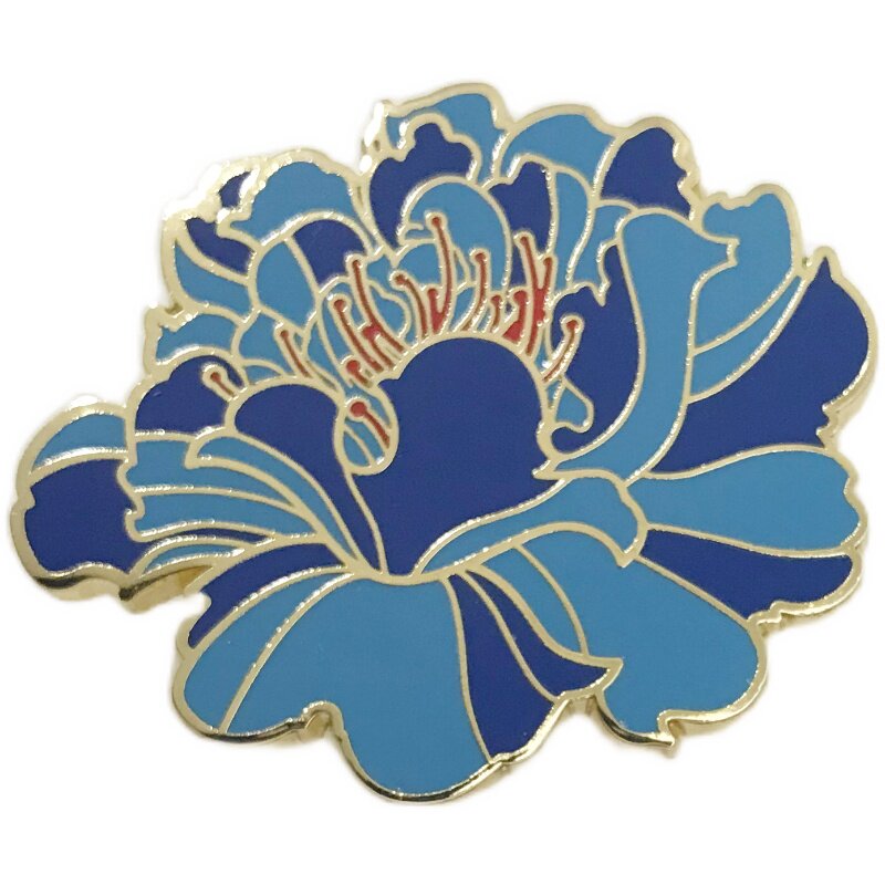高档镀金点翠牡丹花胸针个性珐琅配饰品文艺徽章女友生日礼物女生