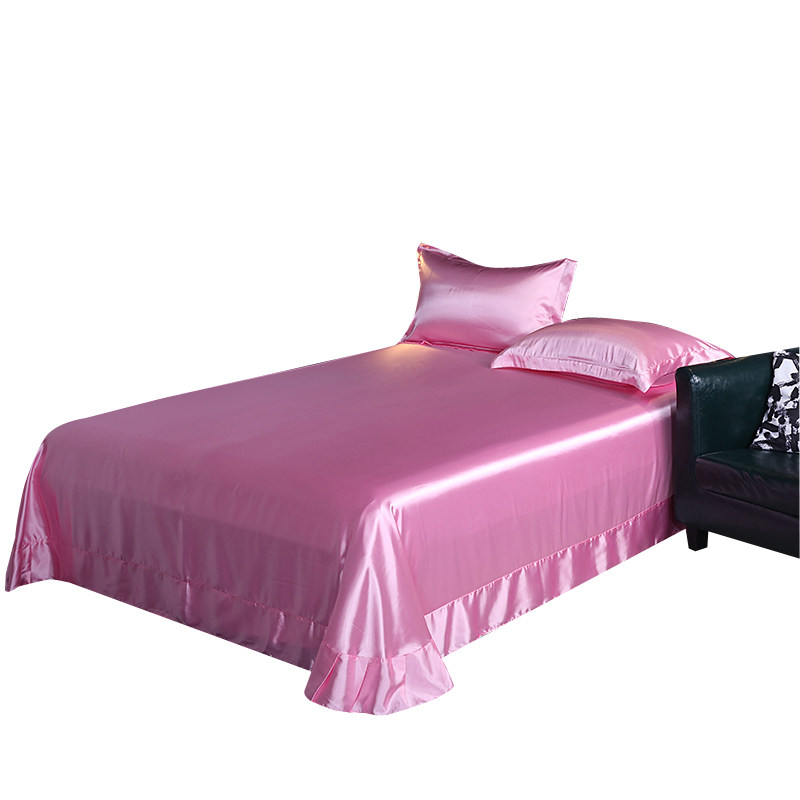 床单素色绸缎花边冰丝被单真丝贡缎裸睡丝绸床单