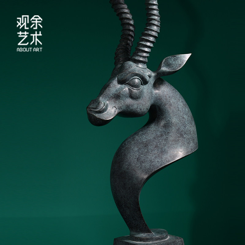 观余纯铜领头羊雕塑客厅办公室书房摆件精品家居摆件