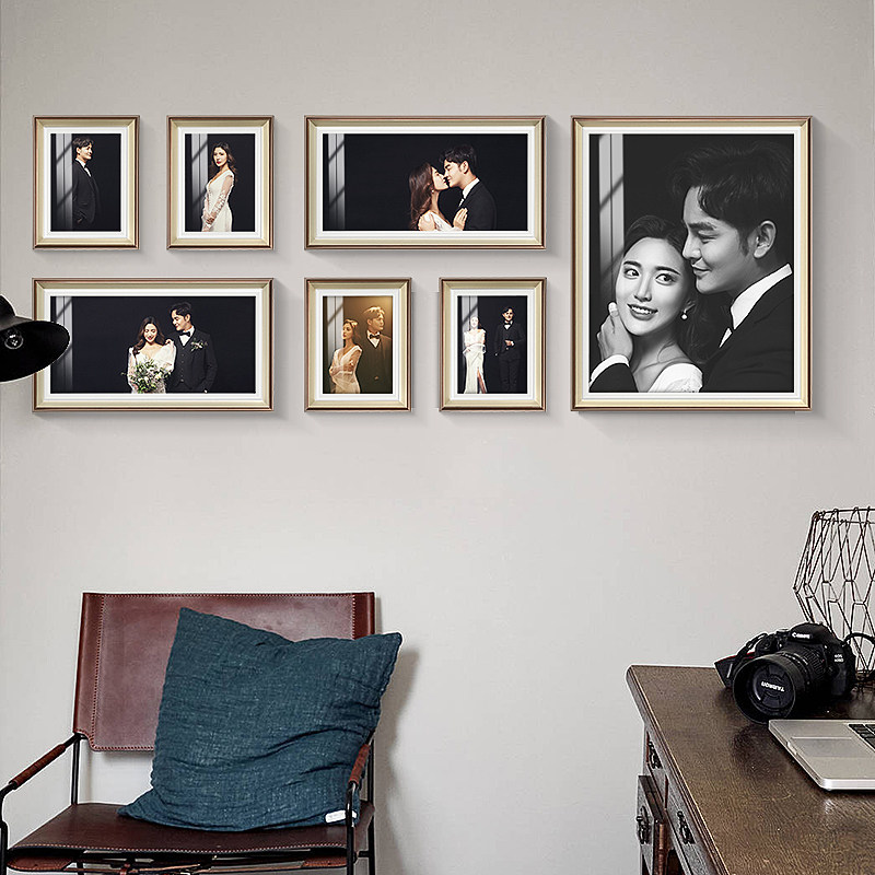 婚纱照放大组合挂墙简约照片卧室沙发背景墙结婚相框
