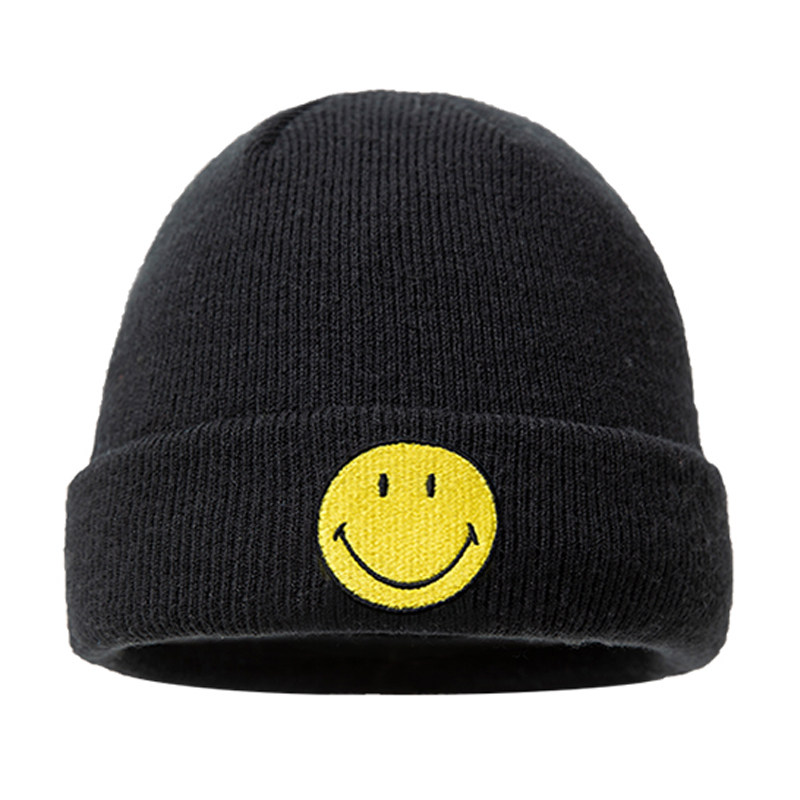smiley子女秋冬韩版毛线抗菌加厚保暖帽子