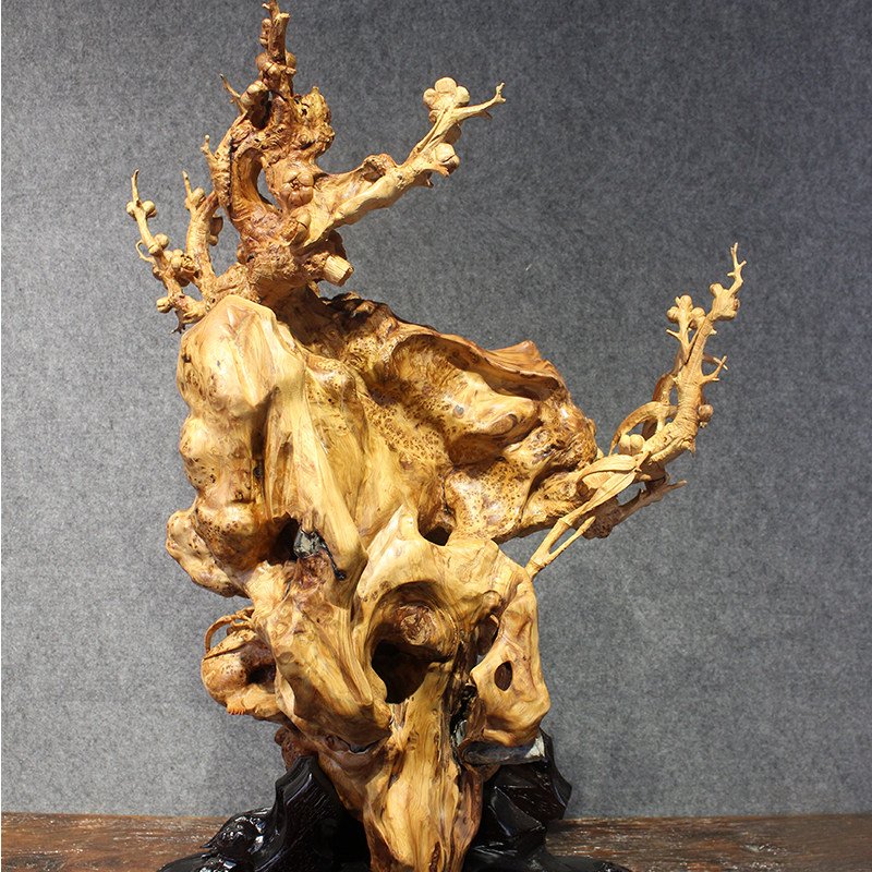 匠人太行崖柏根雕全陈化老爆满瘤花雀眼花鸟木雕