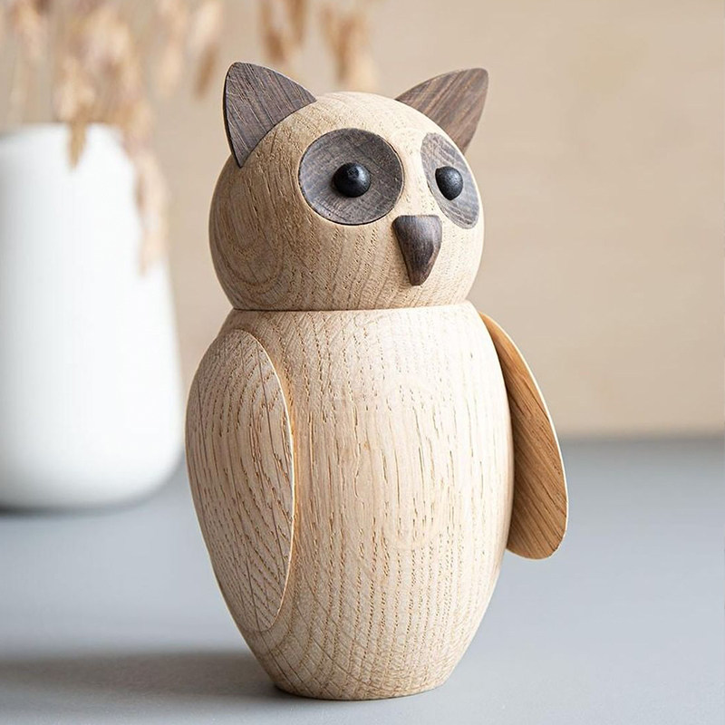 丹麦architectmadebubo北欧原木动物猫头鹰摆件客厅儿童摆件