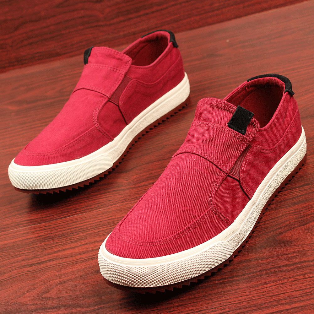 布鞋厚底帆布春季套脚男鞋透气时尚懒人鞋男牛仔帆布鞋