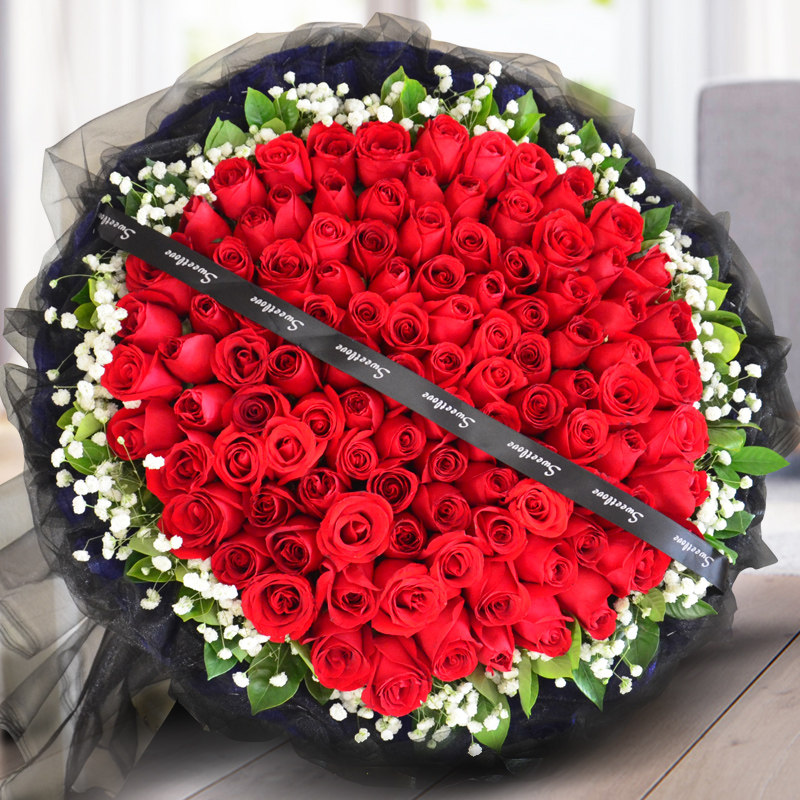 鲜花速递同城99朵混搭玫瑰花束上海北京重庆广州深圳杭州西安银川