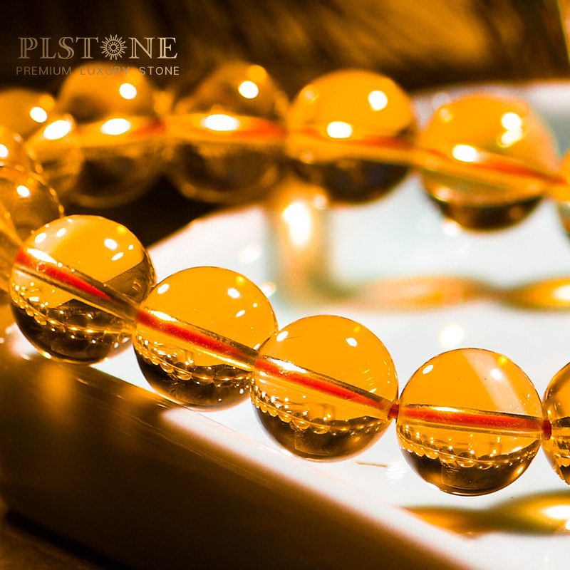 普琳丝天然水晶正品巴西黄水晶手链黄晶手串女男生日礼物饰品