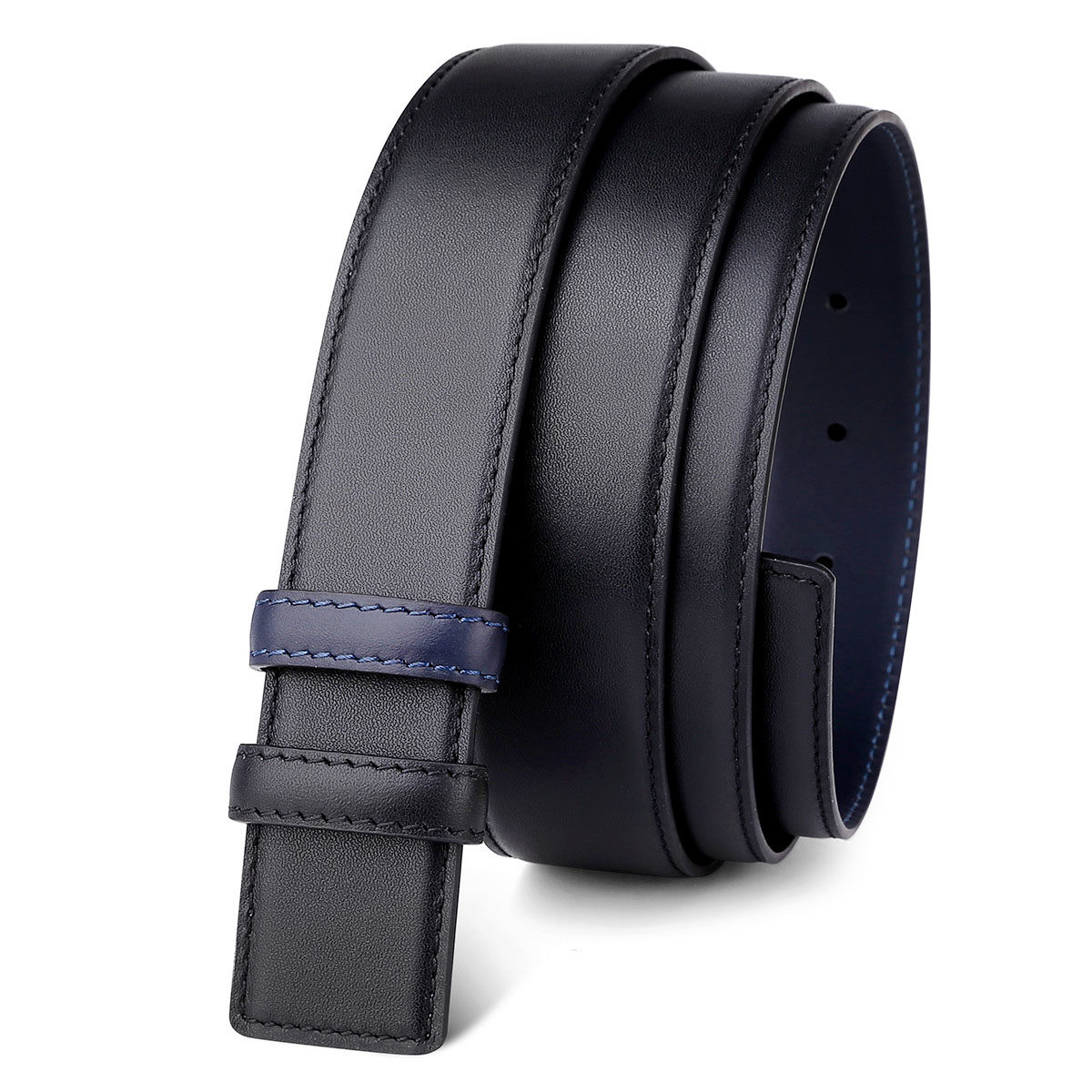 无头皮带真皮男士不带带头针扣平滑扣带身纯头腰带