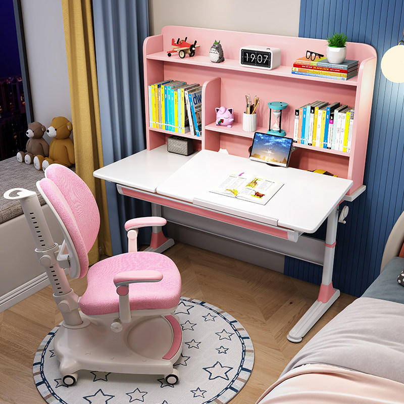 升降儿童学习女孩小学生书桌实木课桌家用卧室儿童学习桌