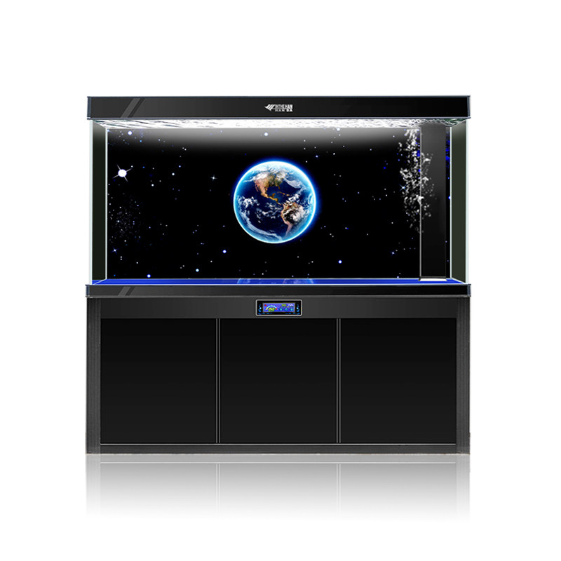 鱼缸定制背景画纸高清制做星空地球宇宙红龙造景