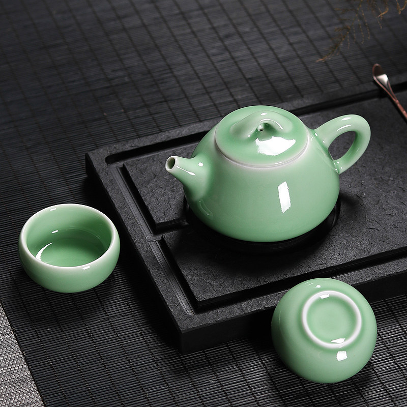 龙泉青瓷一壶二杯功夫茶具套装哥窑功夫茶具
