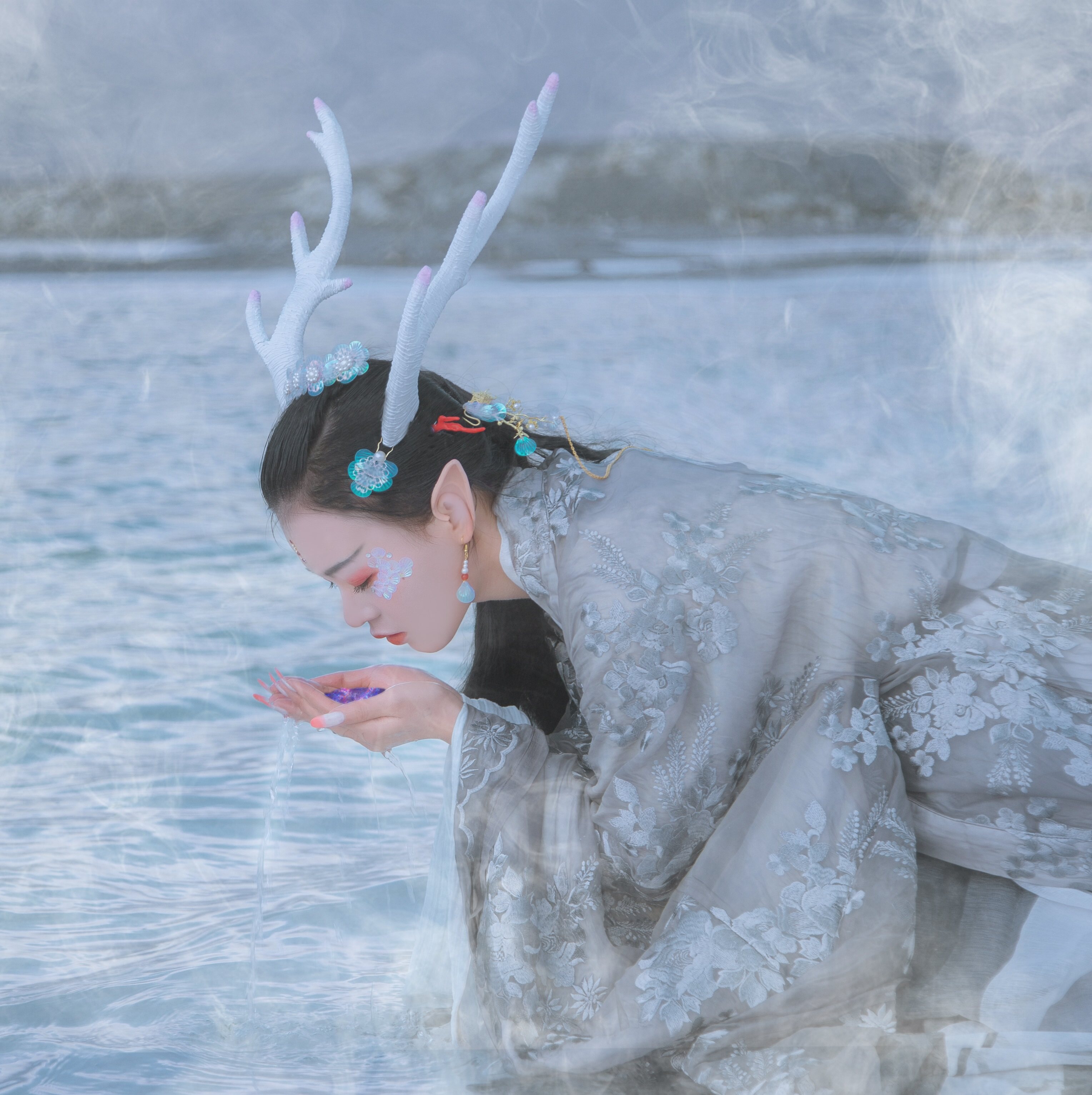 【霜翎阁】幻彩贝壳人鱼龙女鲛人妆亮鳞片脸贴珠古装汉服额配饰仙