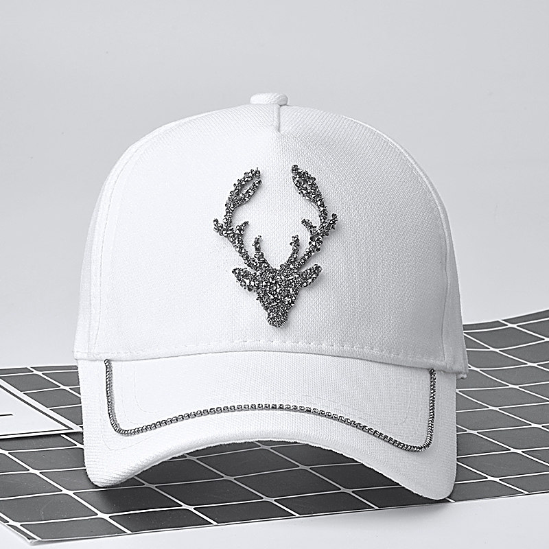 子女鸭舌帽镶钻鹿头春夏季棒球帽女韩版帽子