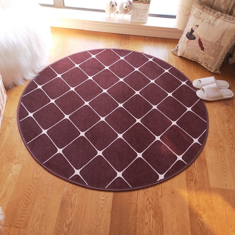格子布艺提花圆形地毯电脑椅毯吊篮毯躺椅毯书房地毯客厅茶几地毯