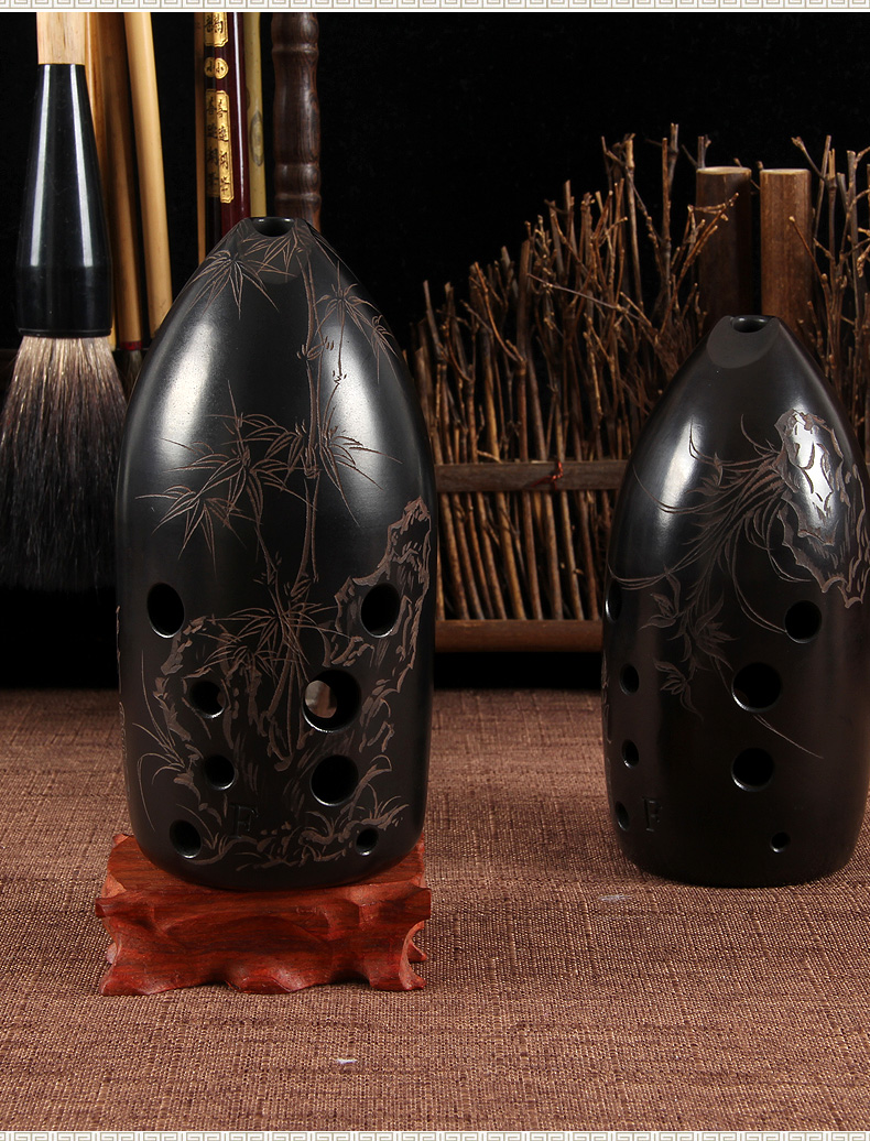 乐器 笔筒 调 f 孔十孔双腔初学黑陶埙古埙 10 专业演奏考级 七星埙