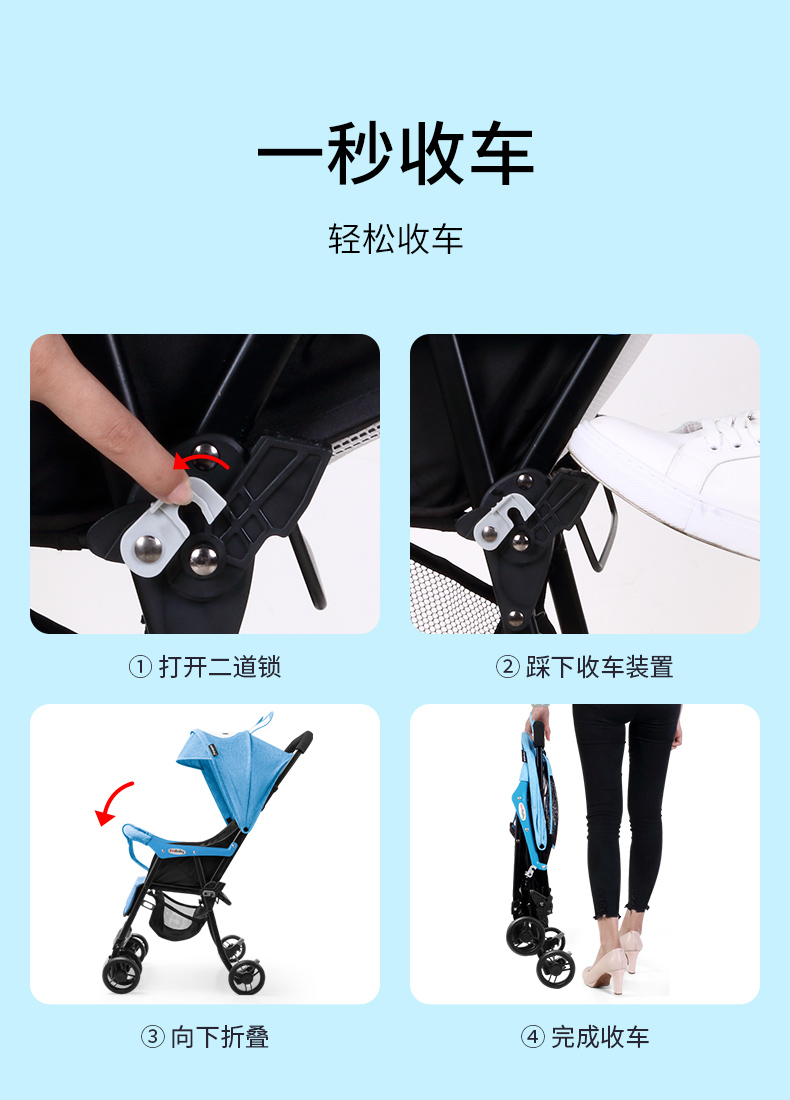 轻便推车圣得贝婴儿车婴儿可坐折叠伞车宝宝便携儿童车四轮推车