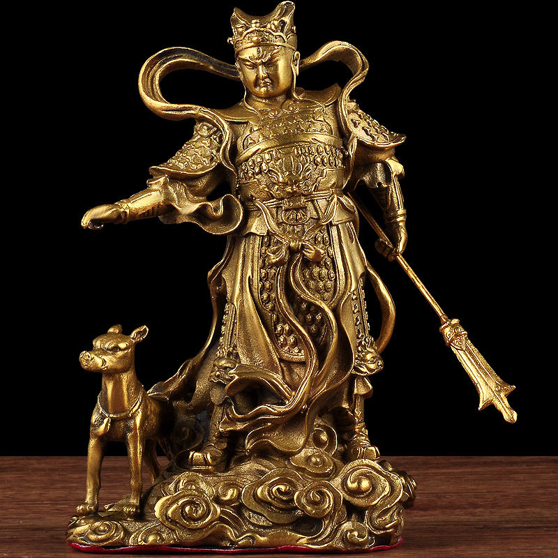 二郎神神像全铜杨戬摆件哮天犬二郎真君居家供奉摆件