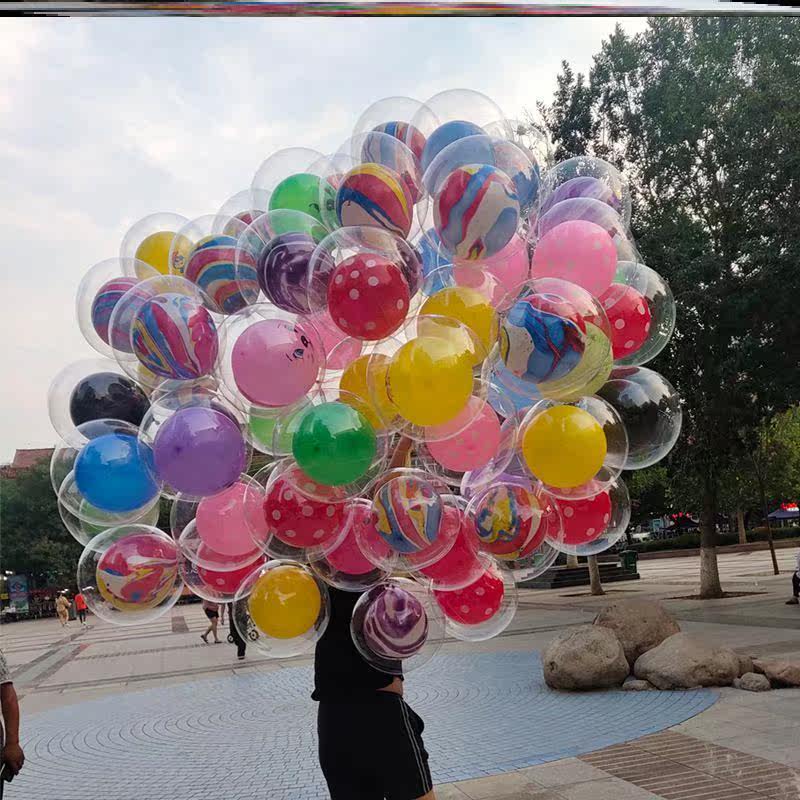 双层迪士尼气球米奇儿童套装网红礼品透明新款飘空气球