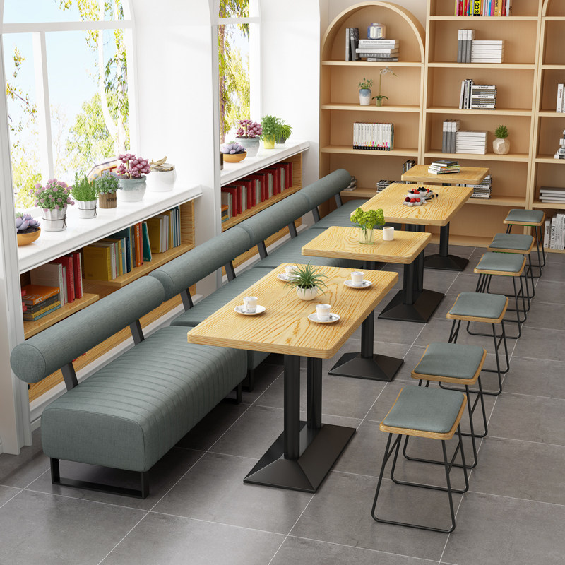 北欧桌椅洽谈双人沙发卡座靠墙休闲工业茶店卡座