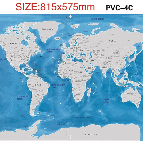 ocean pvc large ocean blue edition scratch off world map