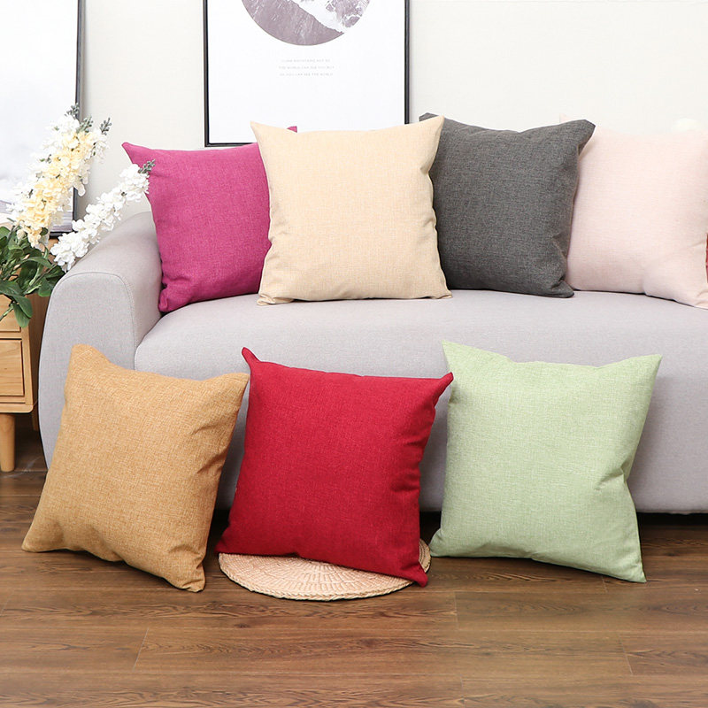 靠垫纯色亚麻亚麻布布艺抱枕欧式飘窗沙发汽车靠垫