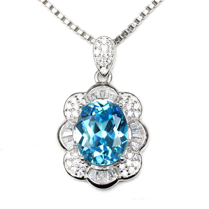 海蓝宝蓝宝石吊坠项链坠彩珠宝首饰颈饰日韩女款不含颈饰