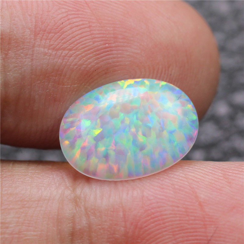斑彩欧泊椭圆形平底光面合成澳宝裸石彩宝镶嵌其它首饰