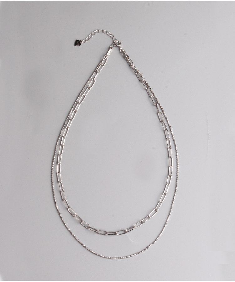 纯银双层链条叠戴项链简约酷帅嘻哈套链小众项链