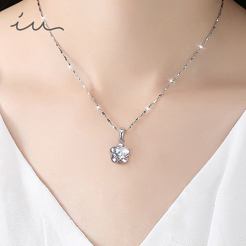 项链白金pt950铂金18k钻石锁骨细款字链百搭颈饰