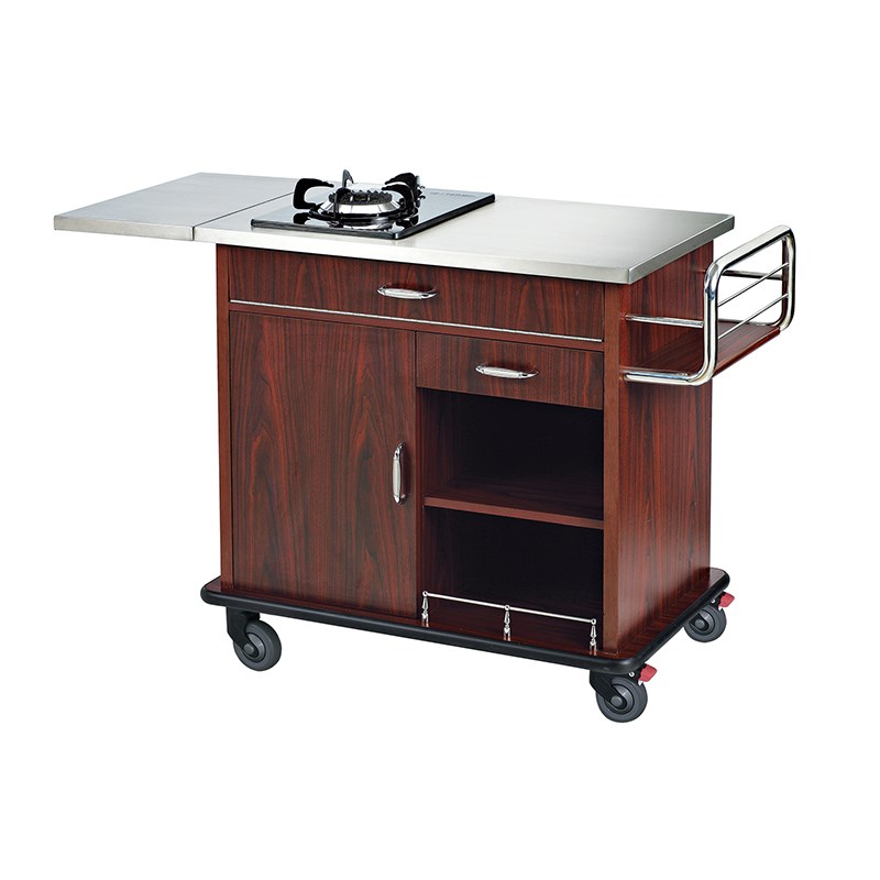 豪华双头西餐厅餐车鲍鱼移动实木贵宾单头煮酒店餐车