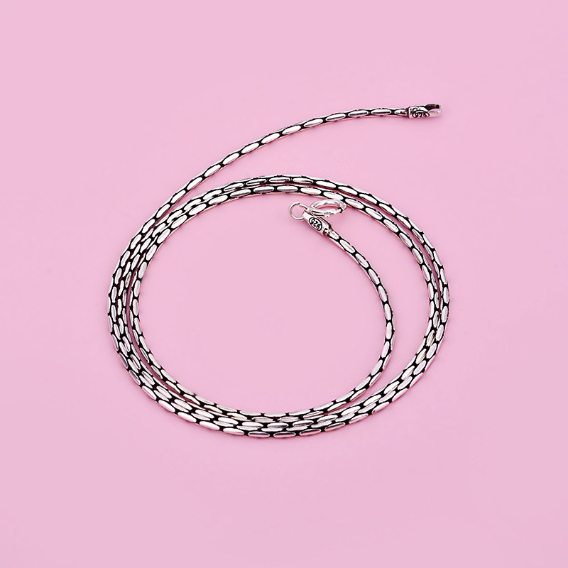 项链纯银复古泰银情侣中性百搭竹节链蛇骨裸项链