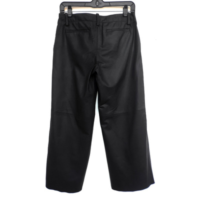 无锁边th意大利绵羊皮垂感丝滑无涂层净面哑光百搭真皮九分阔腿裤