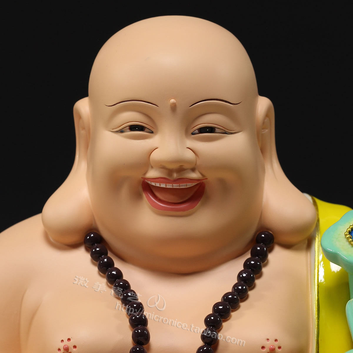 弥勒吋坐莲如意佛像菩萨德化陶瓷彩绘笑佛摆件摆件