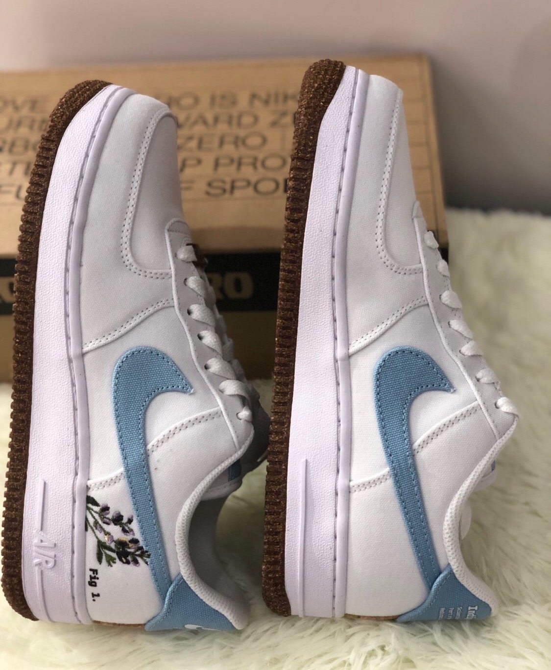 耐克nikeairforce1af1白蓝植物刺绣空军一号低帮cz0269100