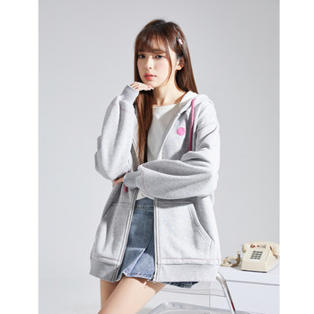 Tangshi 2024 Spring New Sweater Women's Hooded Zipper Cardigan Loose Casual Sports Jacket Lazy Style Top