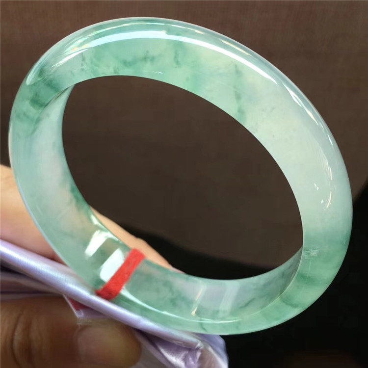 翡翠简安老坑玉器冰飘手镯天然缅甸高冰飘绿花手镯