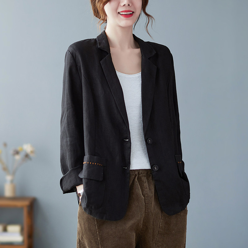 亚麻小西西服棉麻西装外套2022春装新款休闲西装