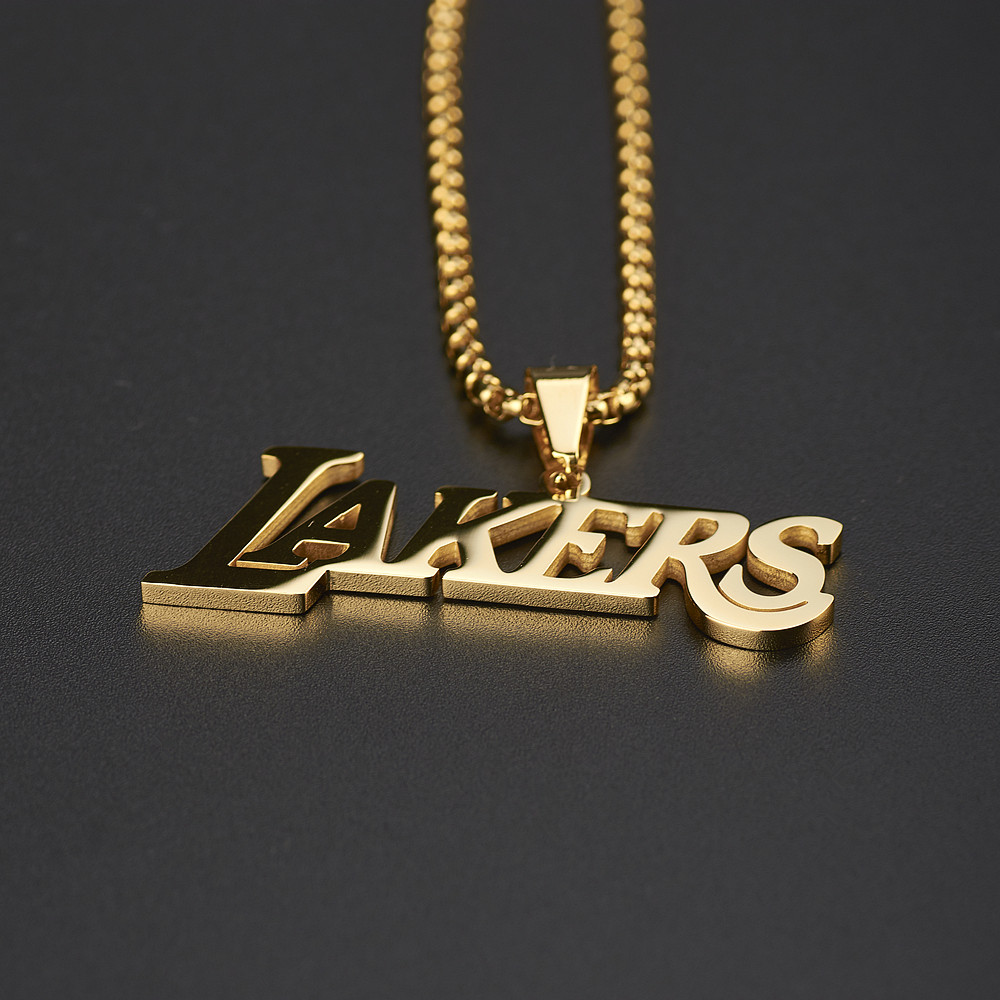 黑曼巴科比湖人队lakers标志纪念项链nba钛钢logo项链