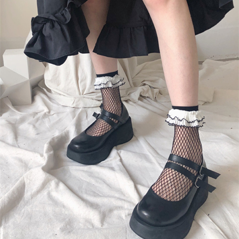 春夏蕾丝中短jk渔网花边蕾丝花少女新款软萌短袜