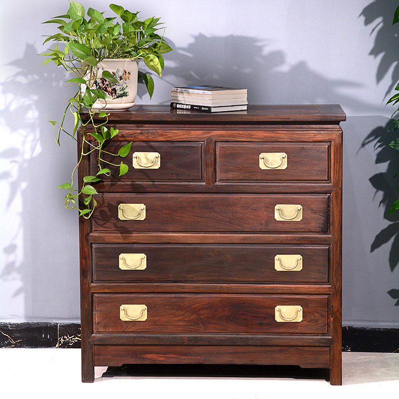 满天红天红红木家具老挝大红酸枝素面五斗柜交趾黄檀斗柜