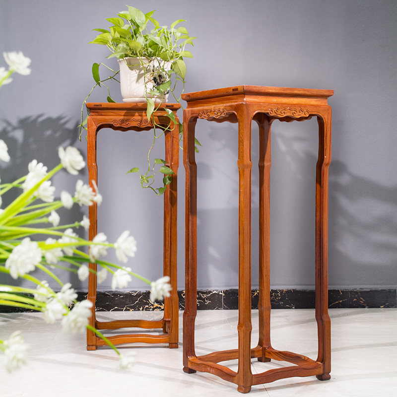 花架红木家具中式新品高花架物架实木原木盆栽客厅花架